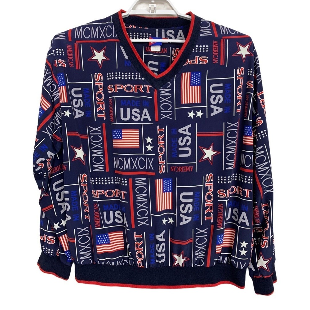 Tail Vintage Patriotic USA Golf‎ Shirt XL 1999 Windbreaker Retro Country Club